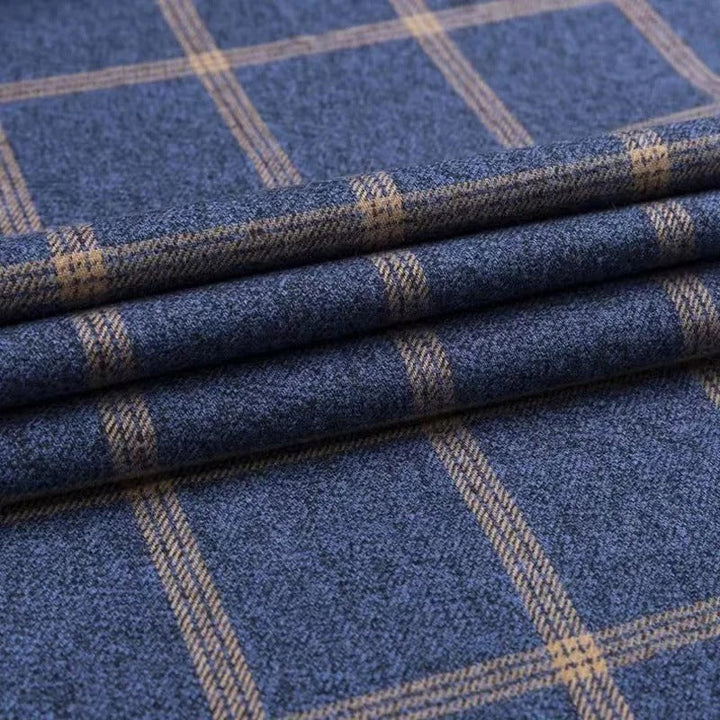 Checked Cotton Shirt - Victor-Dark Blue-XS-Nora Luxe