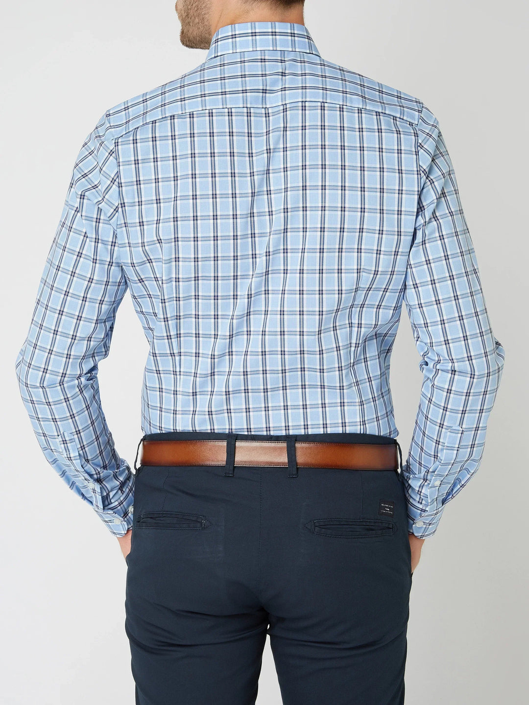 Checked Cotton Shirt - Victor-Dark Blue-XS-Nora Luxe