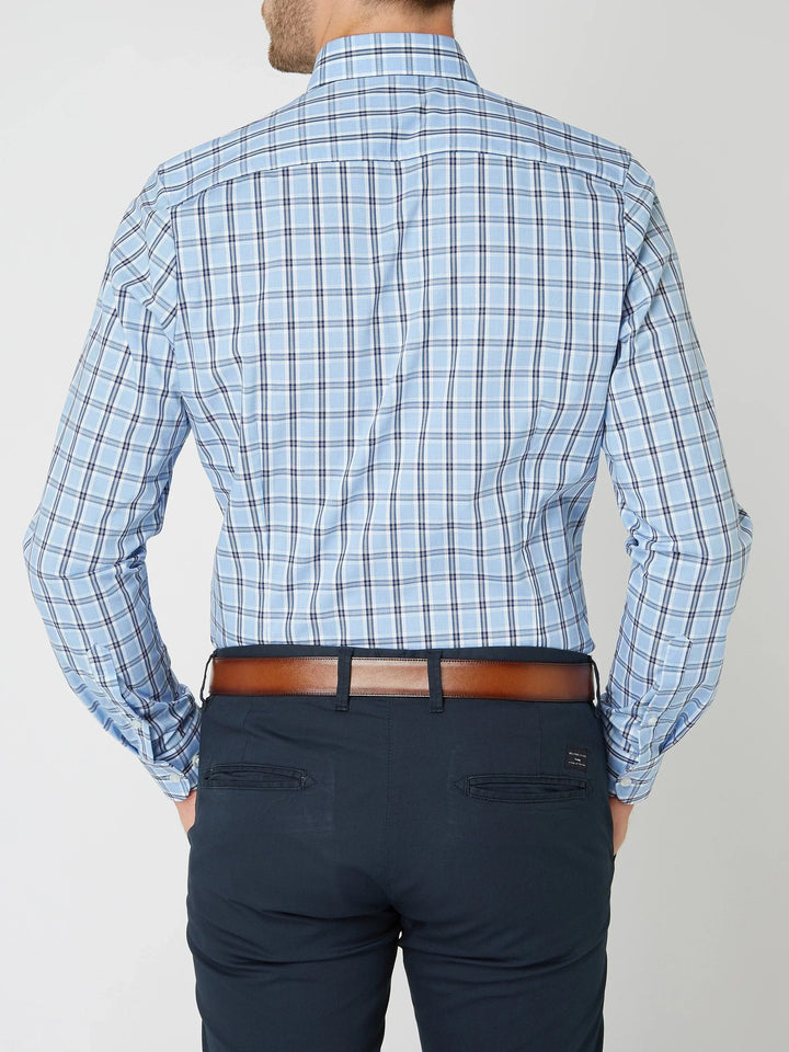 Checked Cotton Shirt - Victor-Dark Blue-XS-Nora Luxe