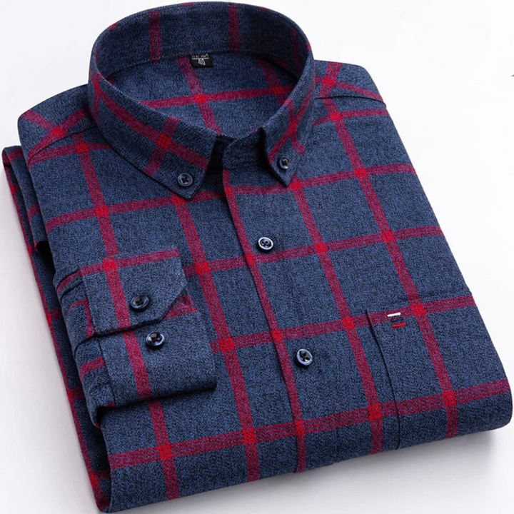 Checked Cotton Shirt - Victor-Red-XS-Nora Luxe