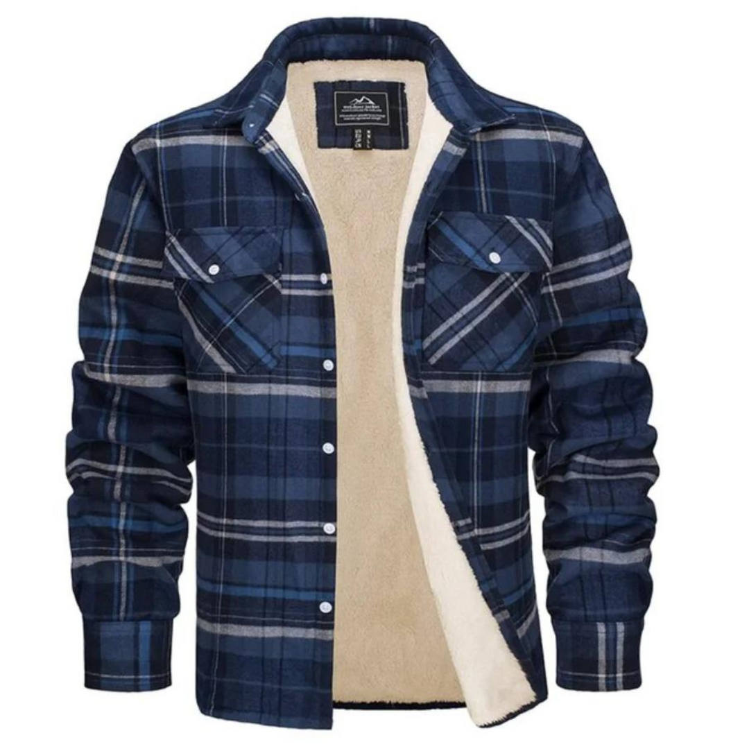 Checked Fleece Lined Jacket - Lawson-Blue-Gray-S-Nora Luxe