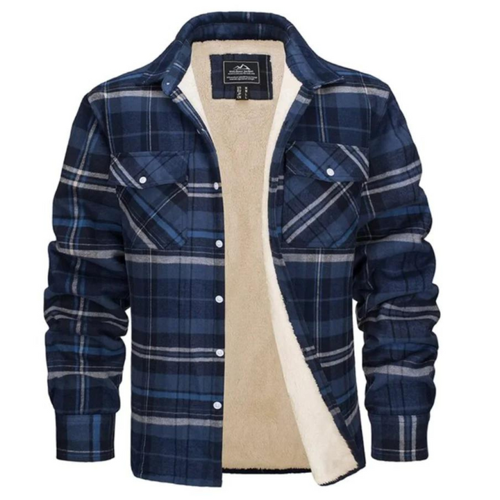 Checked Fleece Lined Jacket - Lawson-Blue-Gray-S-Nora Luxe