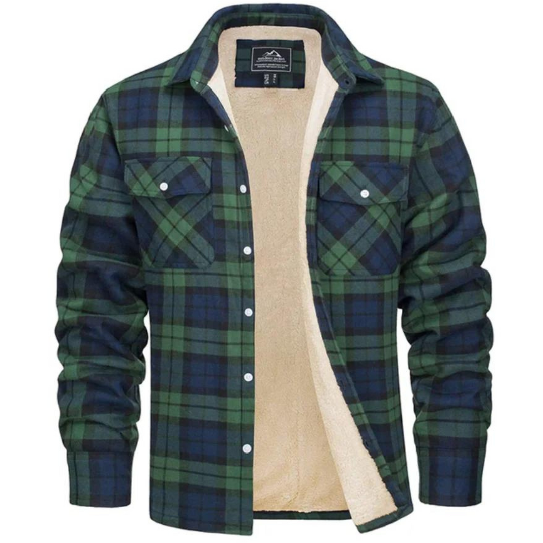 Checked Fleece Lined Jacket - Lawson-Green-S-Nora Luxe
