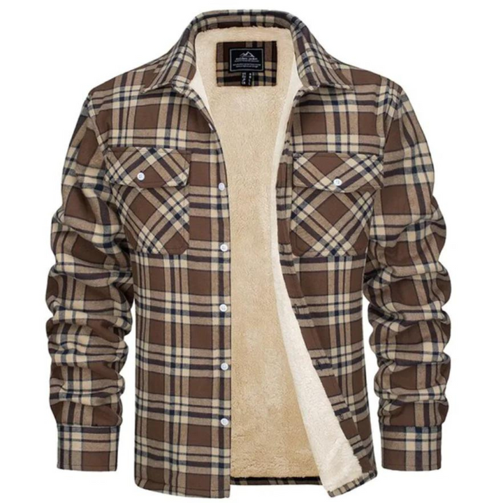 Checked Fleece Lined Jacket - Lawson-Khaki-S-Nora Luxe