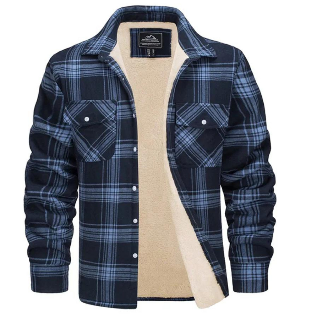 Checked Fleece Lined Jacket - Lawson-Marine Blue-S-Nora Luxe