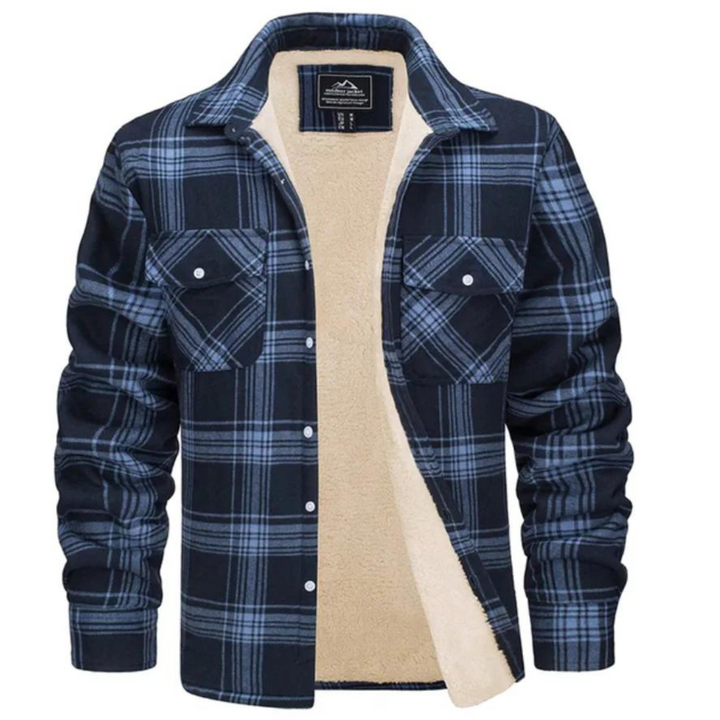 Checked Fleece Lined Jacket - Lawson-Marine Blue-S-Nora Luxe