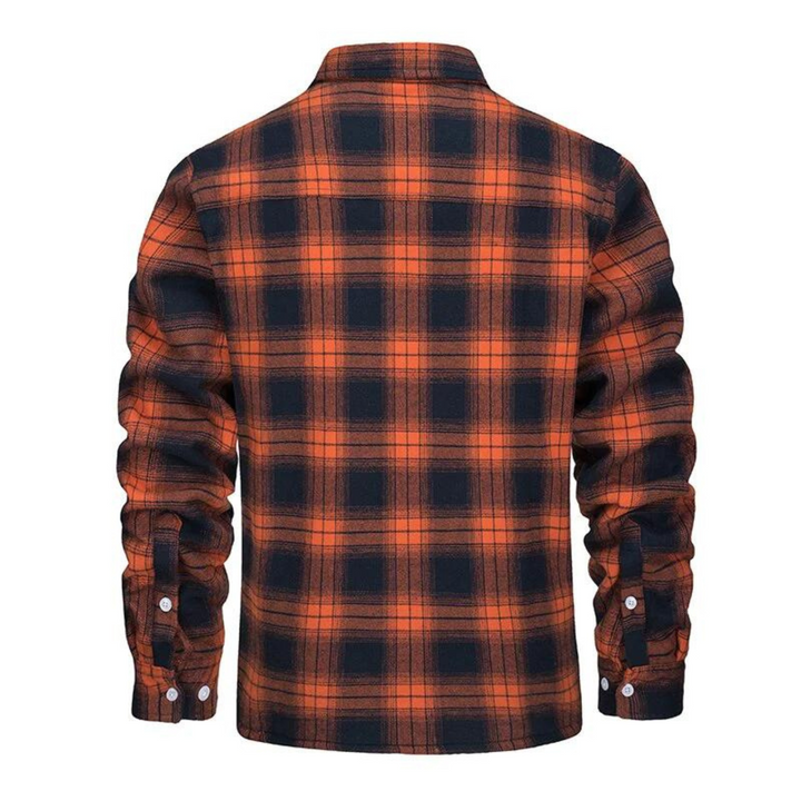Checked Fleece Lined Jacket - Lawson-Orange-S-Nora Luxe