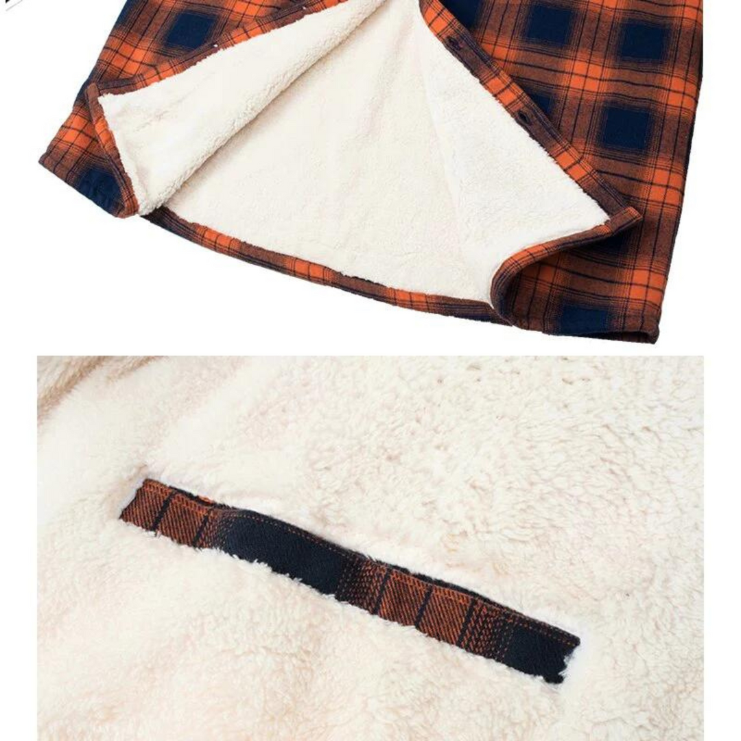 Checked Fleece Lined Jacket - Lawson-Orange-S-Nora Luxe