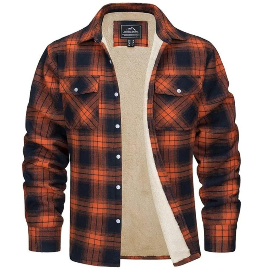 Checked Fleece Lined Jacket - Lawson-Orange-S-Nora Luxe