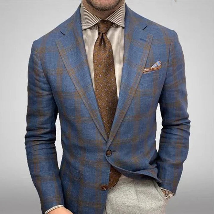 Checked Men's Blazer - Everett-Blue-S-Nora Luxe