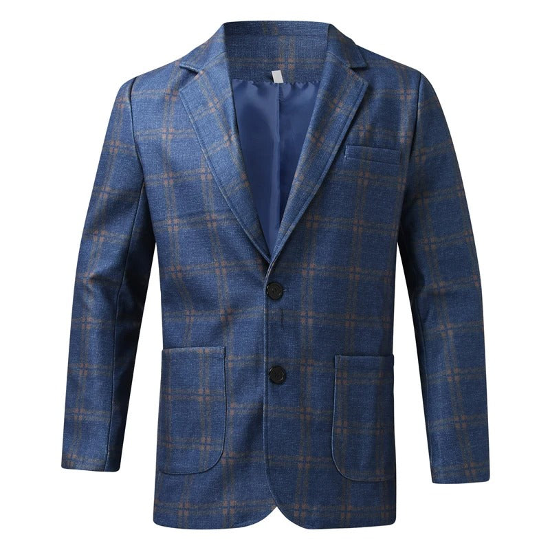 Checked Men's Blazer - Everett-Blue-S-Nora Luxe