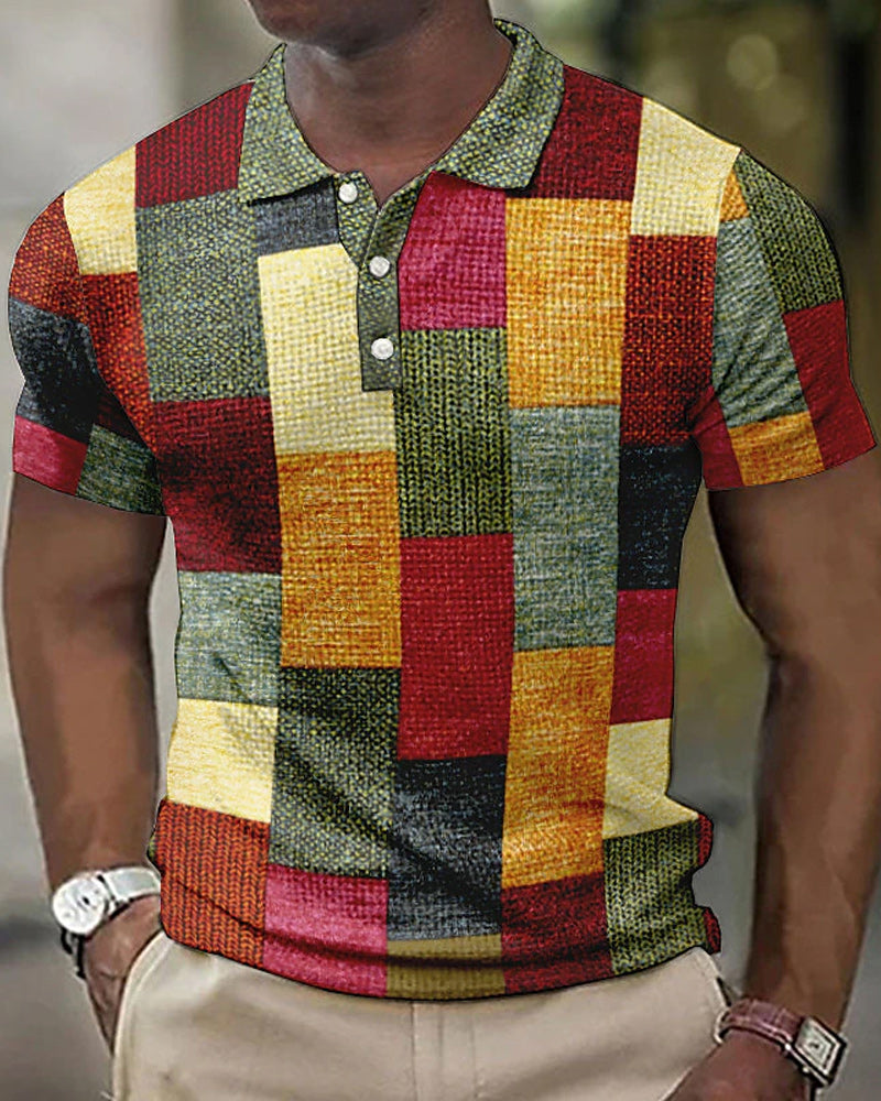 Checked Polo with Short Sleeves - Renaldo-Red-S-Nora Luxe
