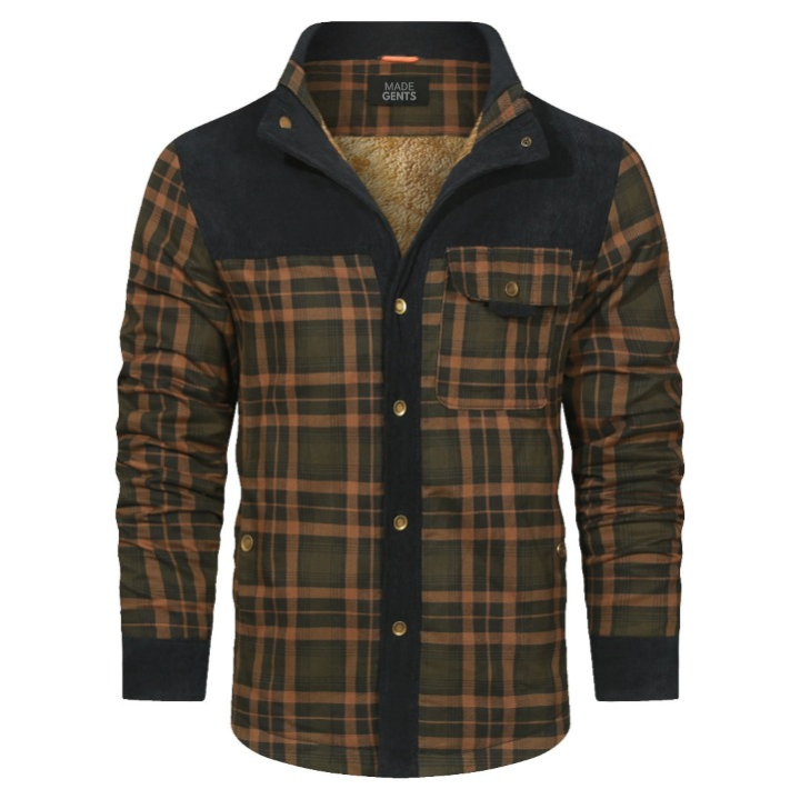 Checked Shirt Jacket - Heritagewear-Sand Colored Camouflage-S-Nora Luxe