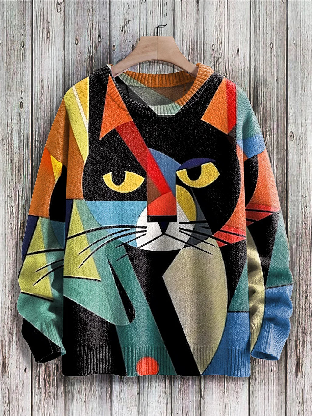 Cheerful Cat Print Sweater for Women - Cleo-Whisker-S-Nora Luxe