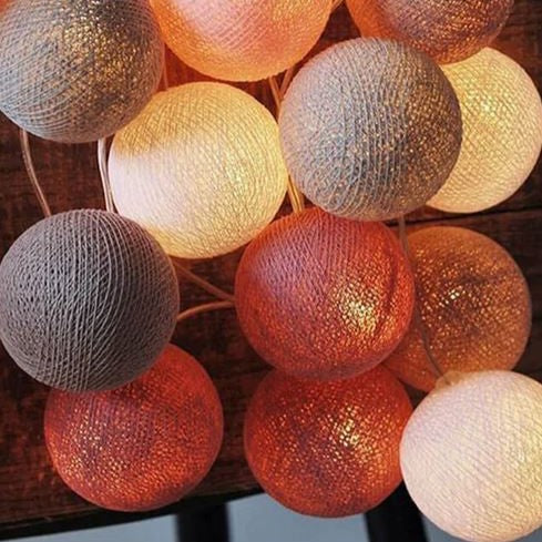 Cheerful Cotton Light-Up Ball Sling - LumiBall-Burgundy-4.92 feet - 10 lamps-USB-Nora Luxe