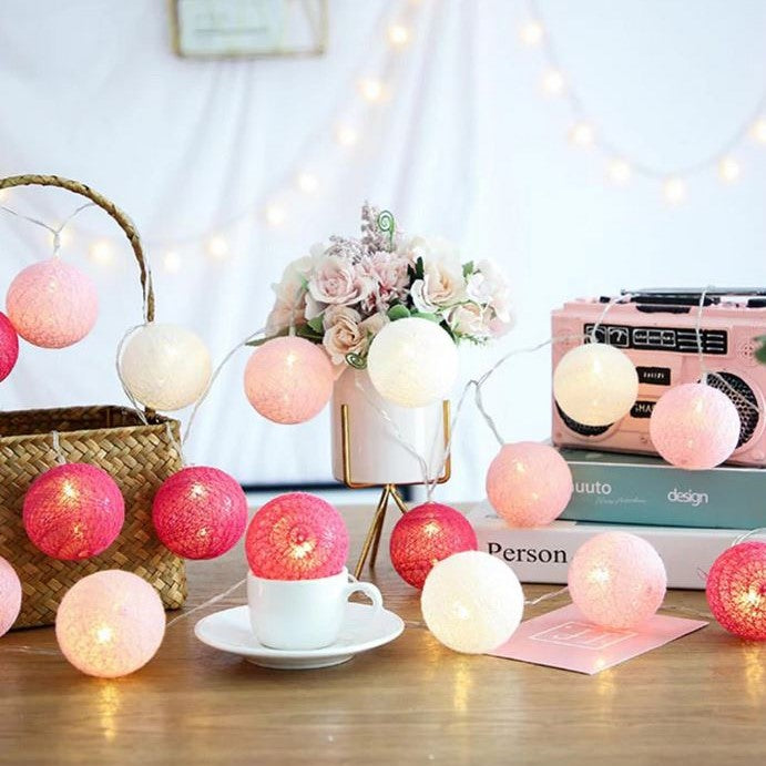 Cheerful Cotton Light-Up Ball Sling - LumiBall-Candy-4.92 feet - 10 lamps-USB-Nora Luxe