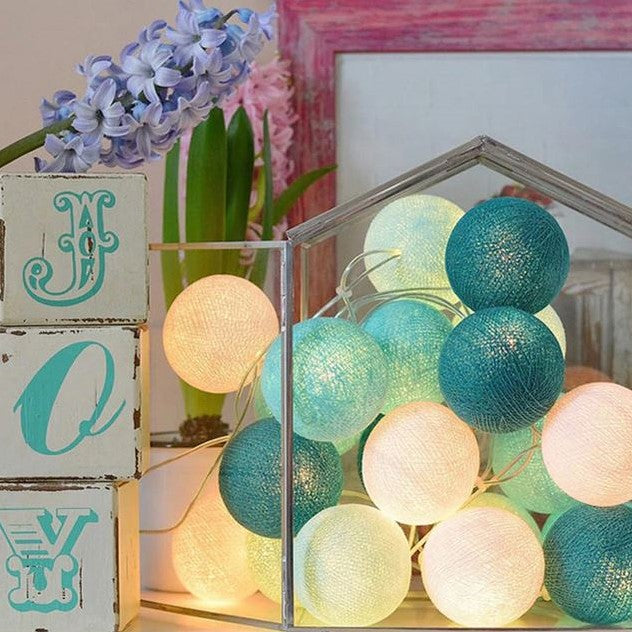 Cheerful Cotton Light-Up Ball Sling - LumiBall-Candy-4.92 feet - 10 lamps-USB-Nora Luxe