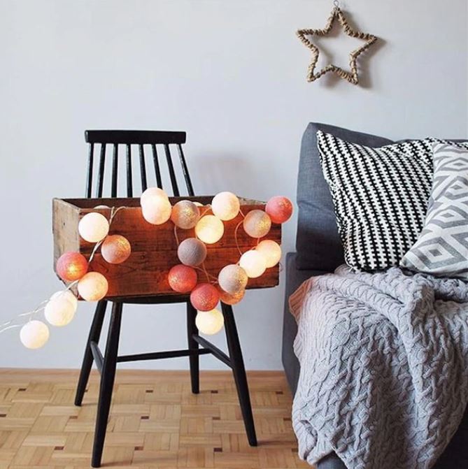 Cheerful Cotton Light-Up Ball Sling - LumiBall-Candy-4.92 feet - 10 lamps-USB-Nora Luxe