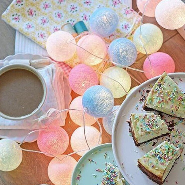 Cheerful Cotton Light-Up Ball Sling - LumiBall-Candy-4.92 feet - 10 lamps-USB-Nora Luxe