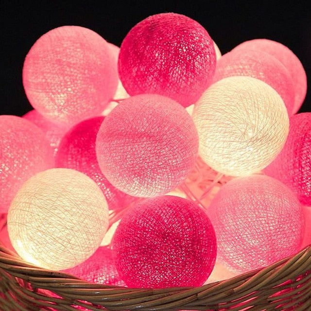 Cheerful Cotton Light-Up Ball Sling - LumiBall-Candy-4.92 feet - 10 lamps-USB-Nora Luxe