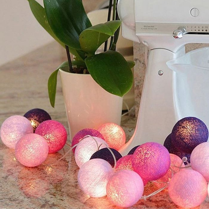 Cheerful Cotton Light-Up Ball Sling - LumiBall-Lavender-4.92 feet - 10 lamps-USB-Nora Luxe