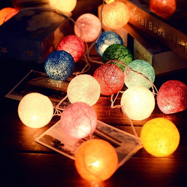 Cheerful Cotton Light-Up Ball Sling - LumiBall-Party vibe-4.92 feet - 10 lamps-USB-Nora Luxe