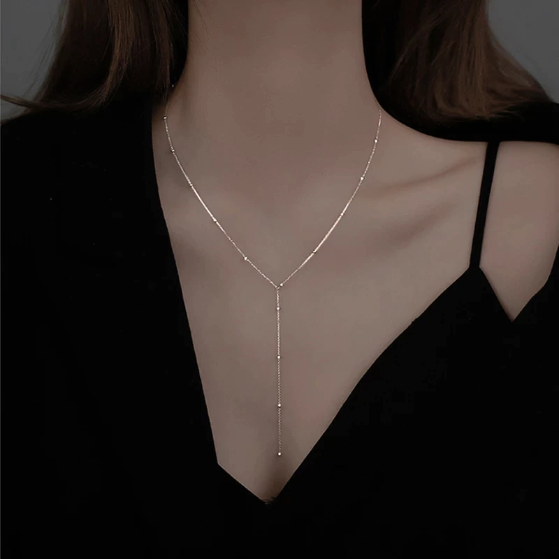 Chic Collarbone Necklace with Tassels-Nora Luxe