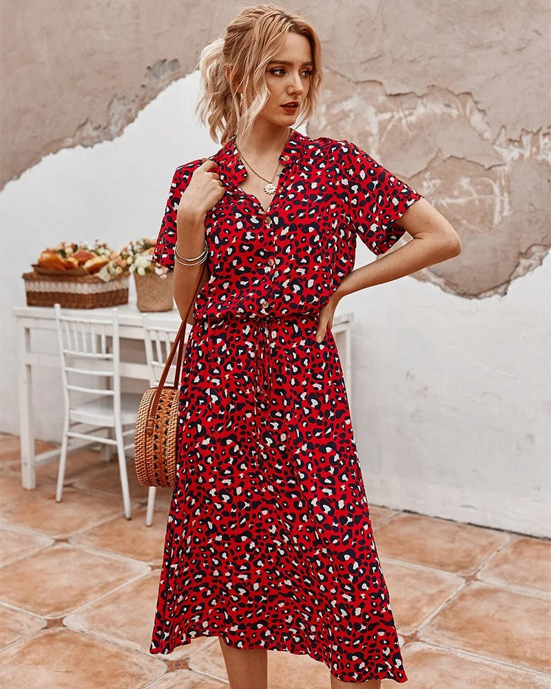 Chic Comfortable Dress - Sophia-Red-S-Nora Luxe