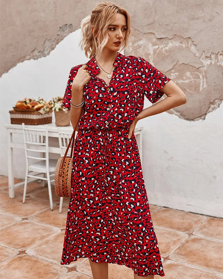 Chic Comfortable Dress - Sophia-Red-S-Nora Luxe