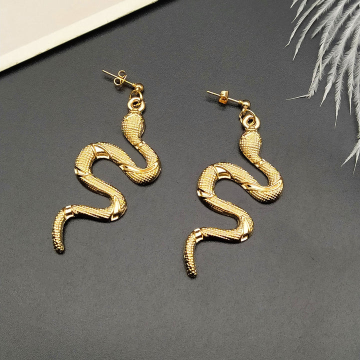 Chic Crystal Serpent Earrings | Snake-Inspired Glamour-Gold earrings snake-Nora Luxe