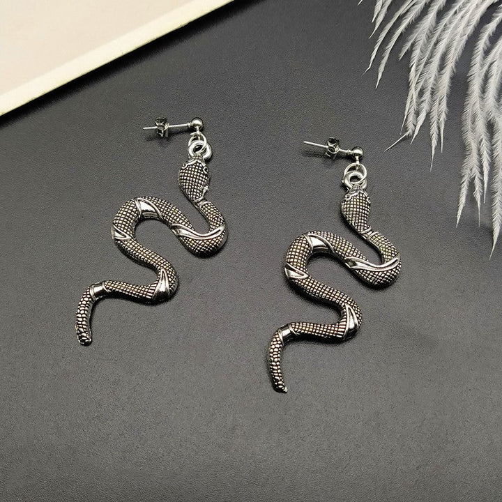 Chic Crystal Serpent Earrings | Snake-Inspired Glamour-Gold earrings snake-Nora Luxe