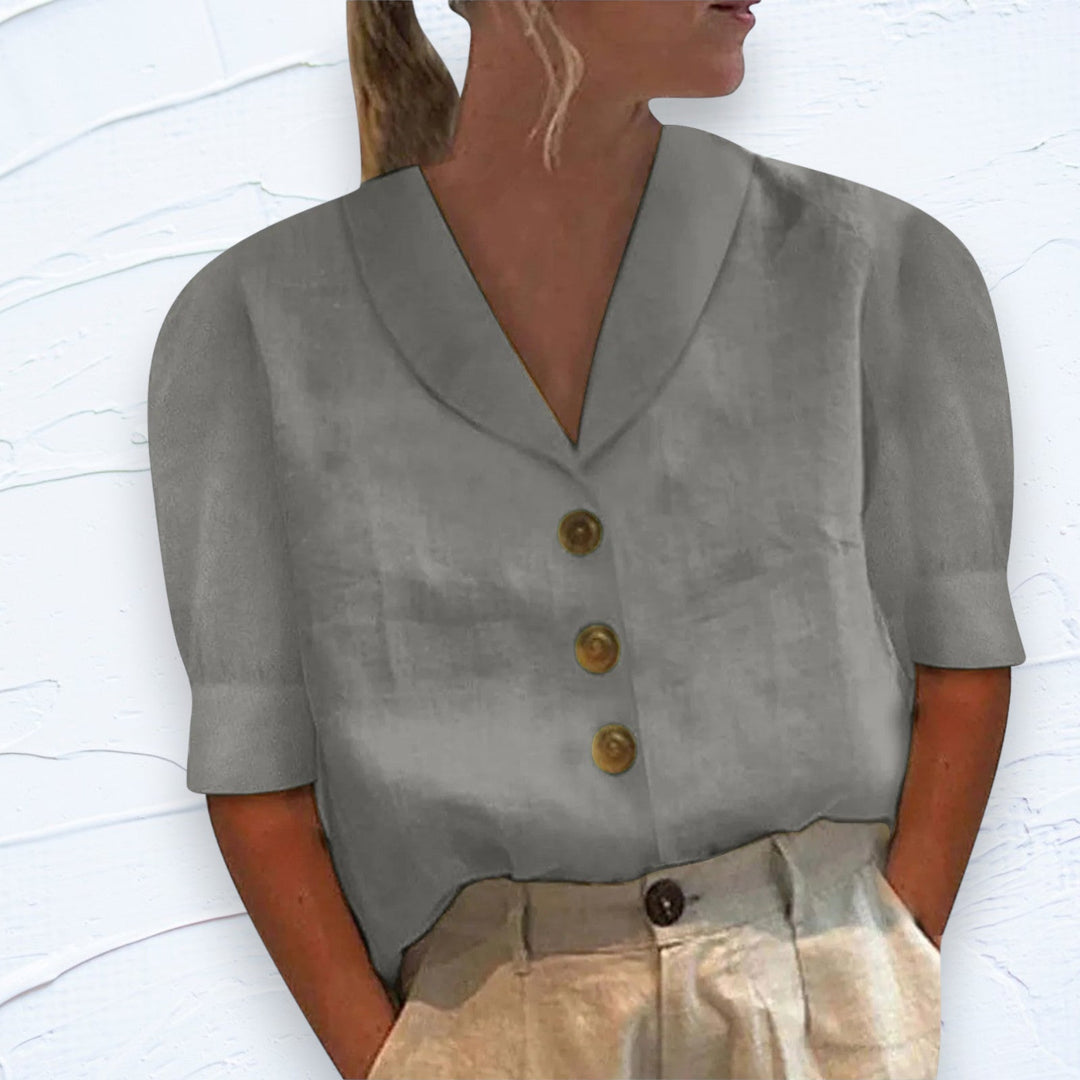 Chic Ladies Blouse with Collar and Buttons - Vivienne-S-Gray-Nora Luxe