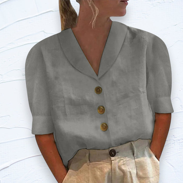 Chic Ladies Blouse with Collar and Buttons - Vivienne-S-Gray-Nora Luxe