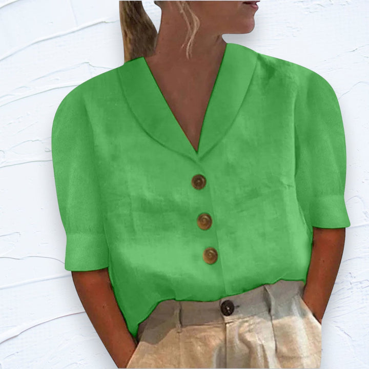Chic Ladies Blouse with Collar and Buttons - Vivienne-S-Green-Nora Luxe