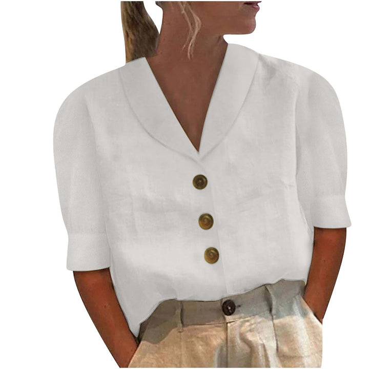 Chic Ladies Blouse with Collar and Buttons - Vivienne-S-White-Nora Luxe