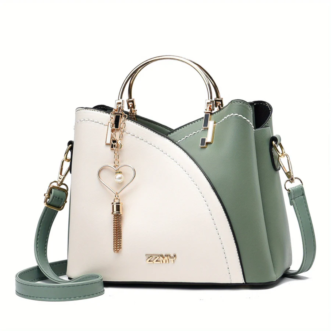 Chic Ladies Handbag - LuxeGrace-Green-White-Nora Luxe
