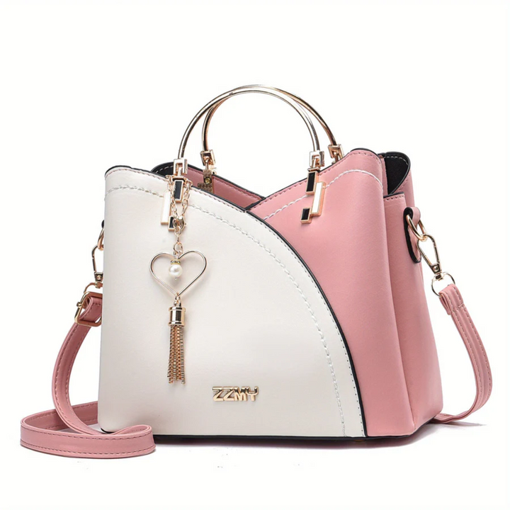 Chic Ladies Handbag - LuxeGrace-Pink-White-Nora Luxe