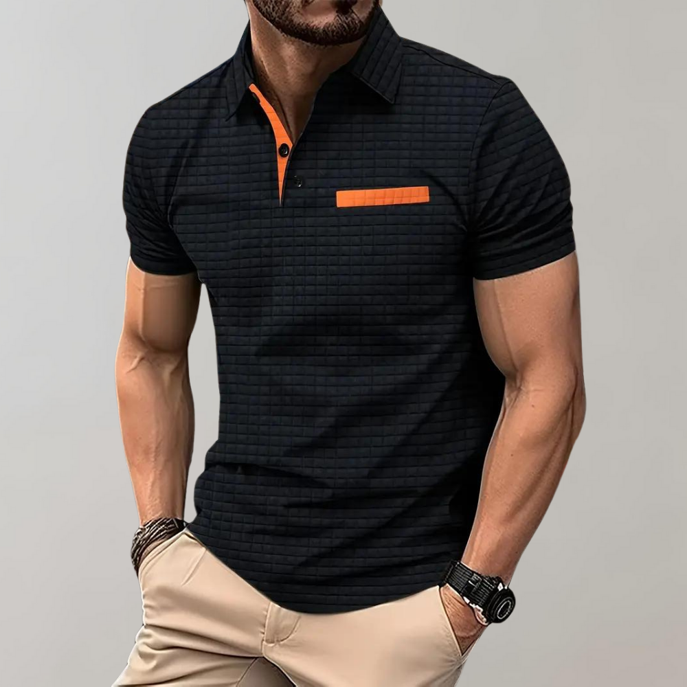 Chic Men's Polo Shirt - Classic Elegance-Black-S-Nora Luxe