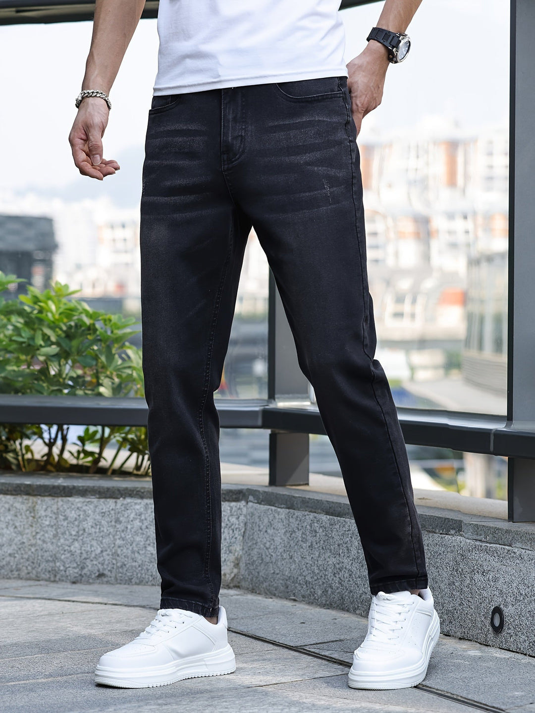 Chic Men's Streetwear Stretch Trousers - Milan-Light Blue-S-Nora Luxe