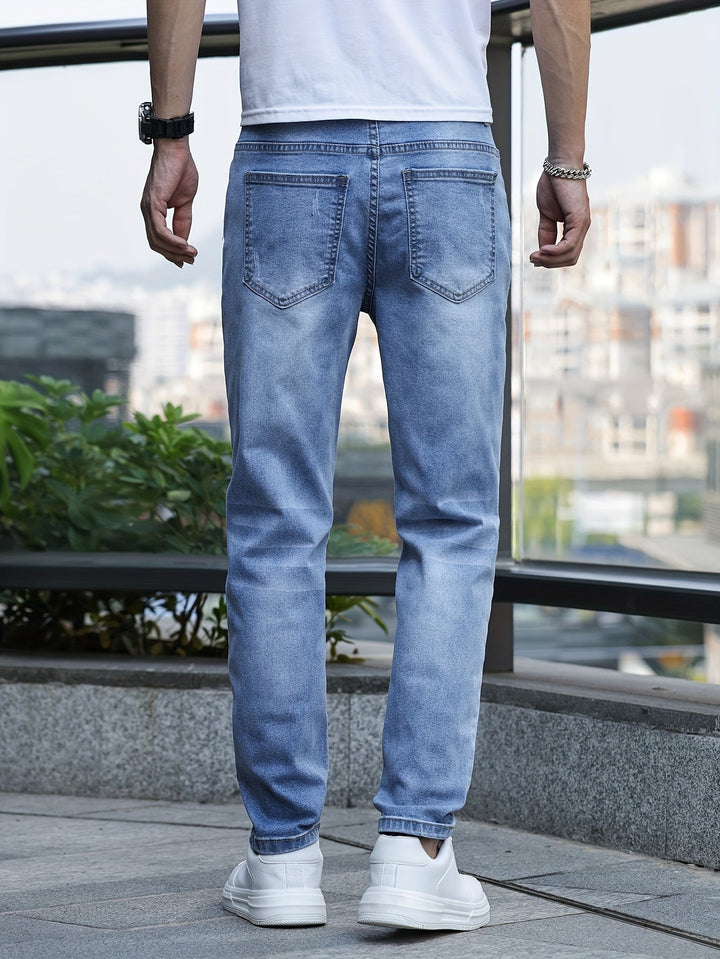Chic Men's Streetwear Stretch Trousers - Milan-Light Blue-S-Nora Luxe