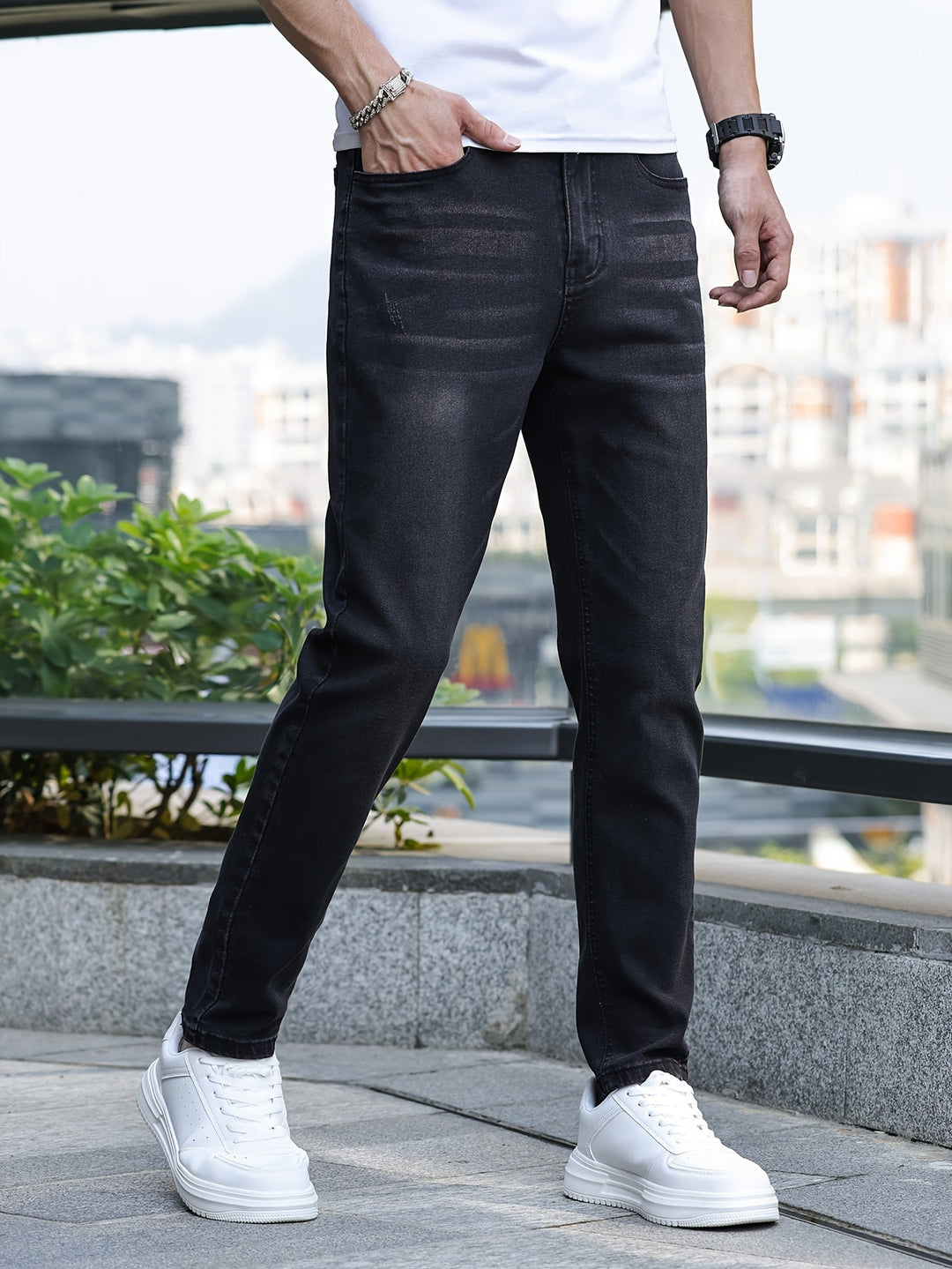 Chic Men's Streetwear Stretch Trousers - Milan-Light Blue-S-Nora Luxe