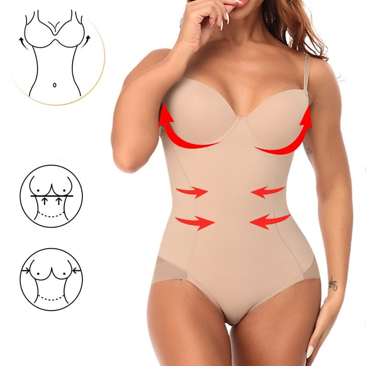 Chic Slimming Shapewear Bodysuit - Élise-Beige-S-The Livary