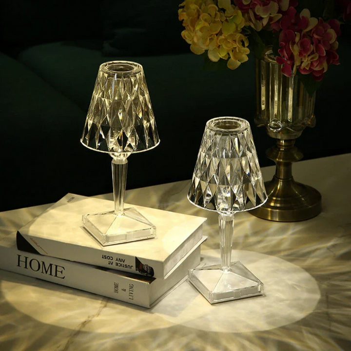 Chic Table Lamp with Crystal Design - CrystalLuxe-Transparent-Nora Luxe