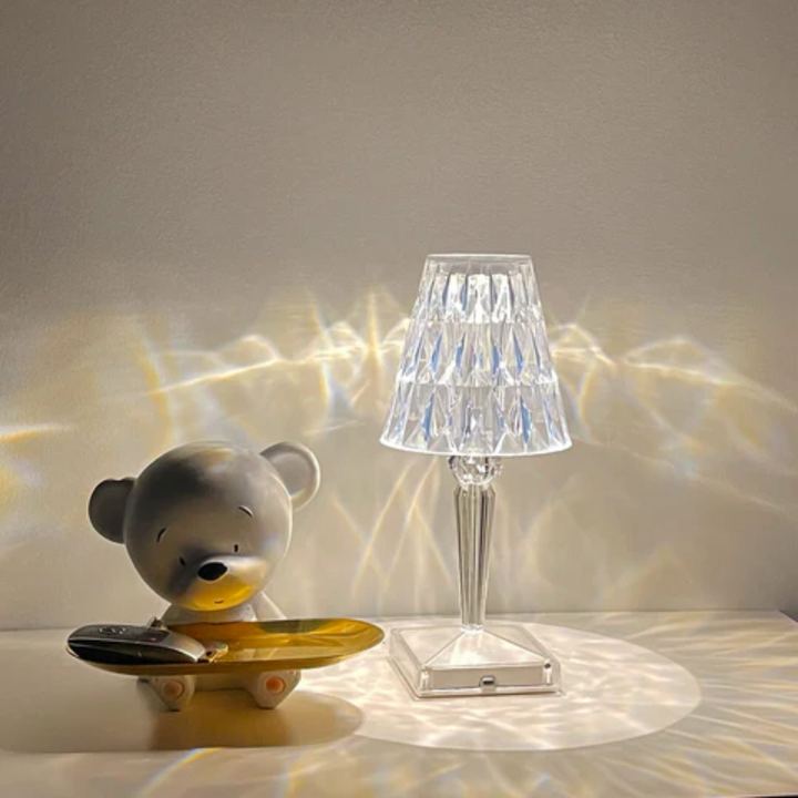 Chic Table Lamp with Crystal Design - CrystalLuxe-Transparent-Nora Luxe
