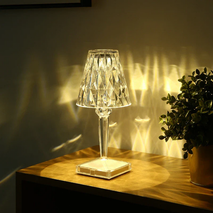 Chic Table Lamp with Crystal Design - CrystalLuxe-Transparent-Nora Luxe