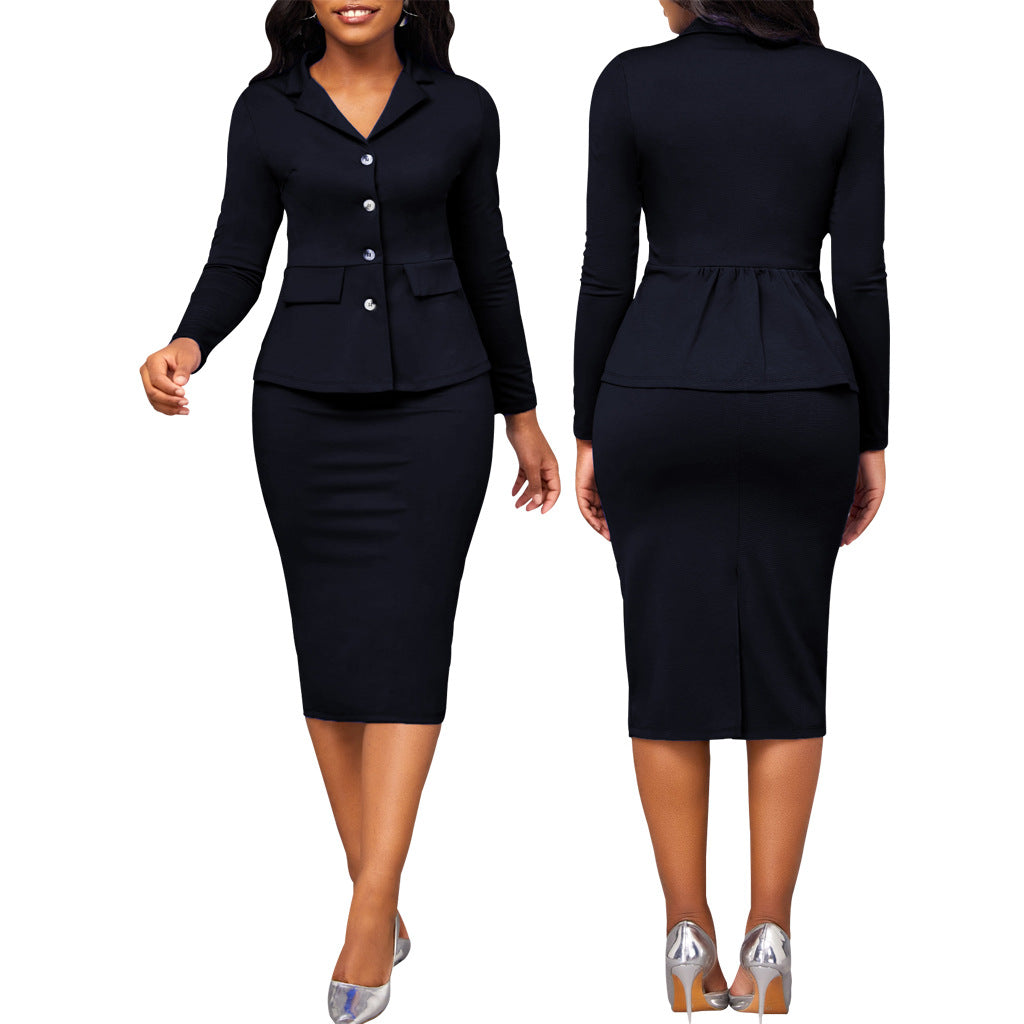 Chic Two-Piece Ladies Suit - Elena-Dark blue-S-Nora Luxe