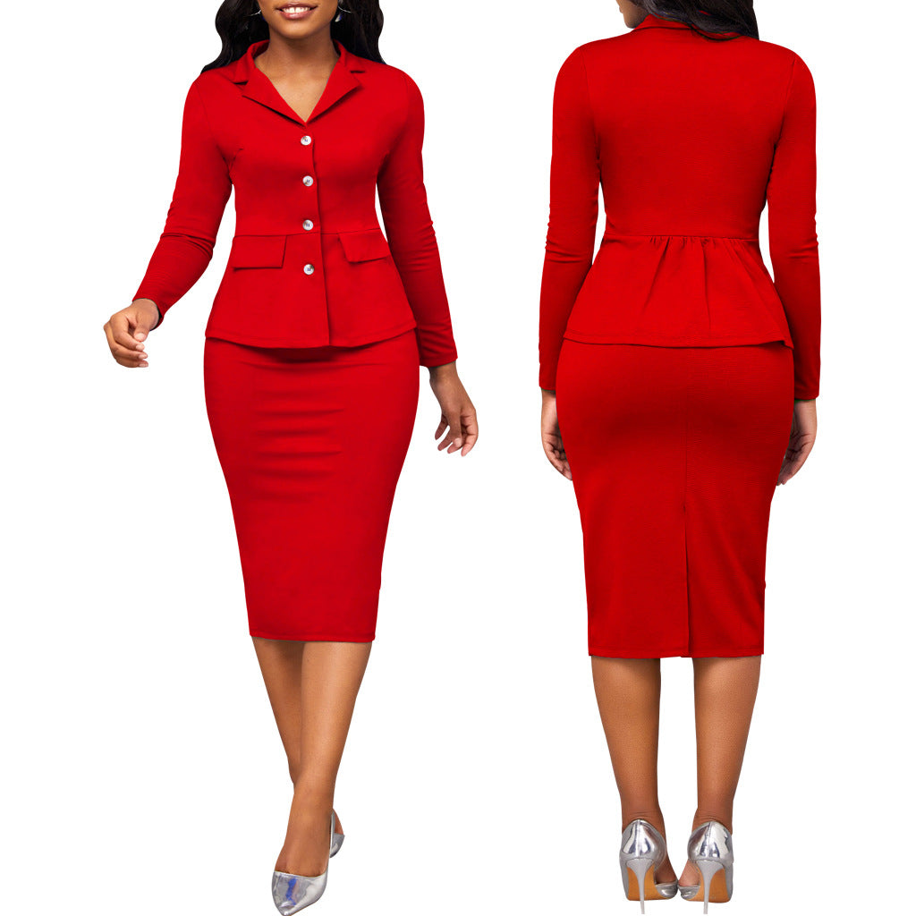 Chic Two-Piece Ladies Suit - Elena-Red-S-Nora Luxe