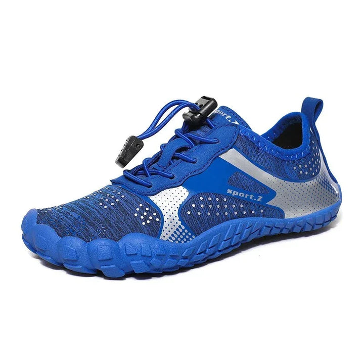 Children's beach shoes with a firm sole & secure fit – WaveTrek-Blue-9-Nora Luxe