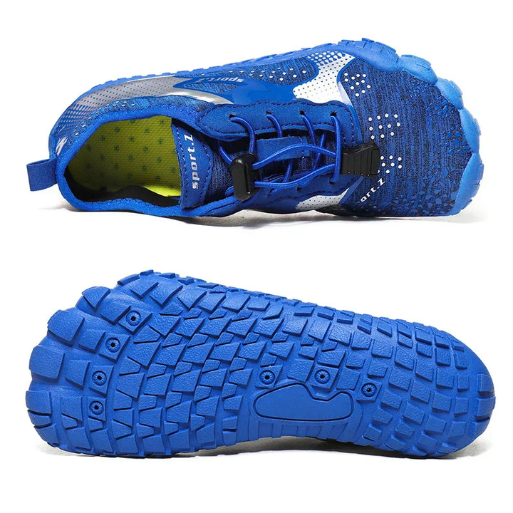 Children's beach shoes with a firm sole & secure fit – WaveTrek-Blue-9-Nora Luxe