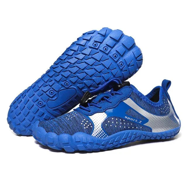 Children's beach shoes with a firm sole & secure fit – WaveTrek-Blue-9-Nora Luxe